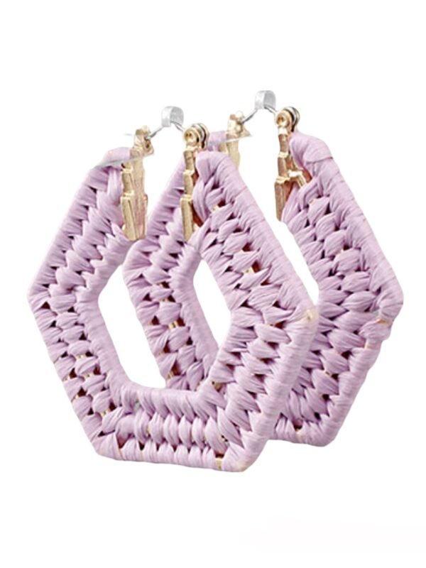 Raffia Wrapped Hexagon Hoops