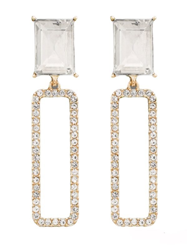 Square Bead & Open Rectangle Earrings